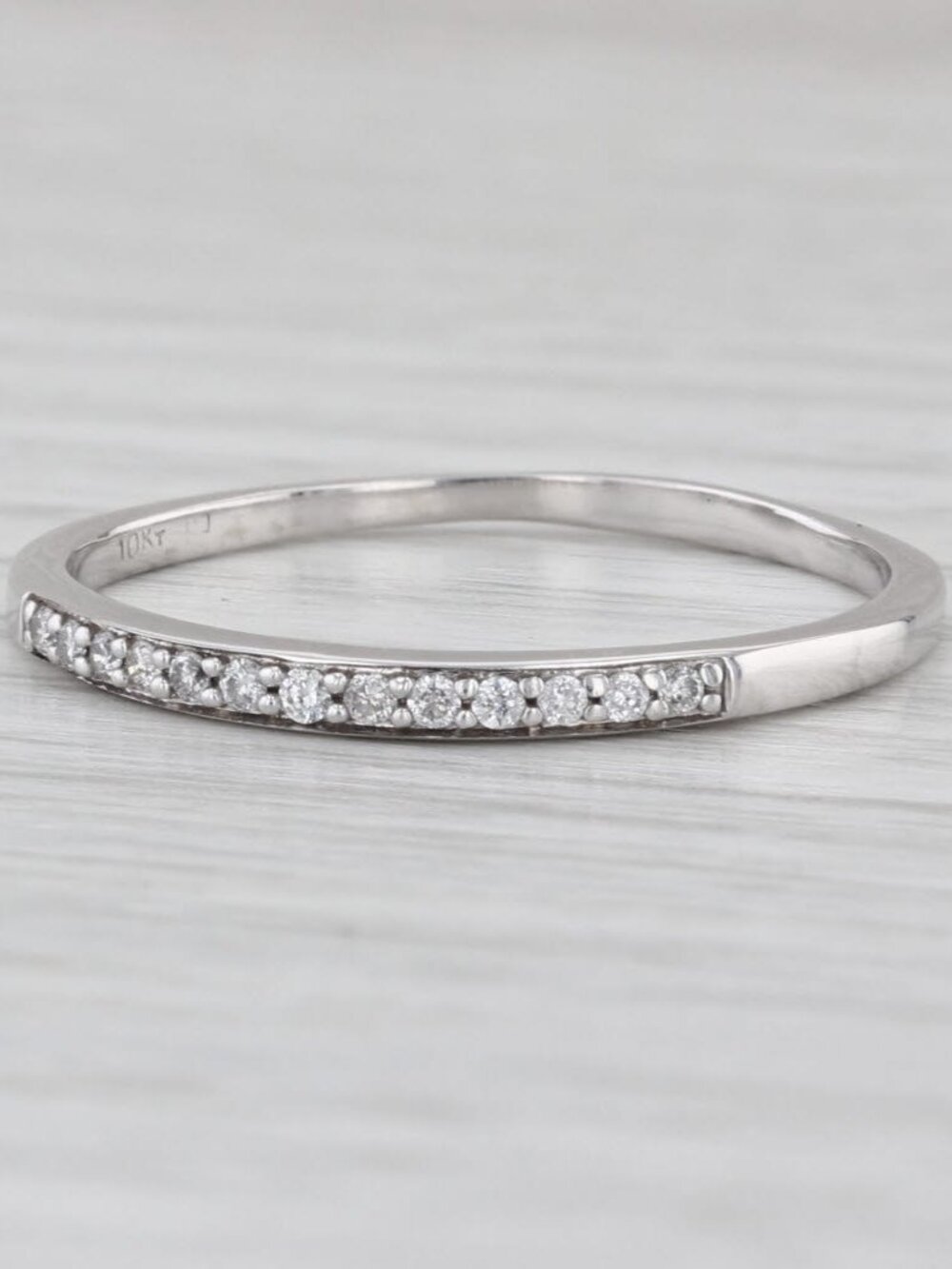 0.10ctw Diamond Wedding Band 10k White Gold Stackable Bridal Ring Size 11